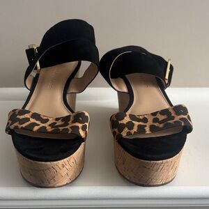 Veronica Beard Leopard Print Platform Sandals